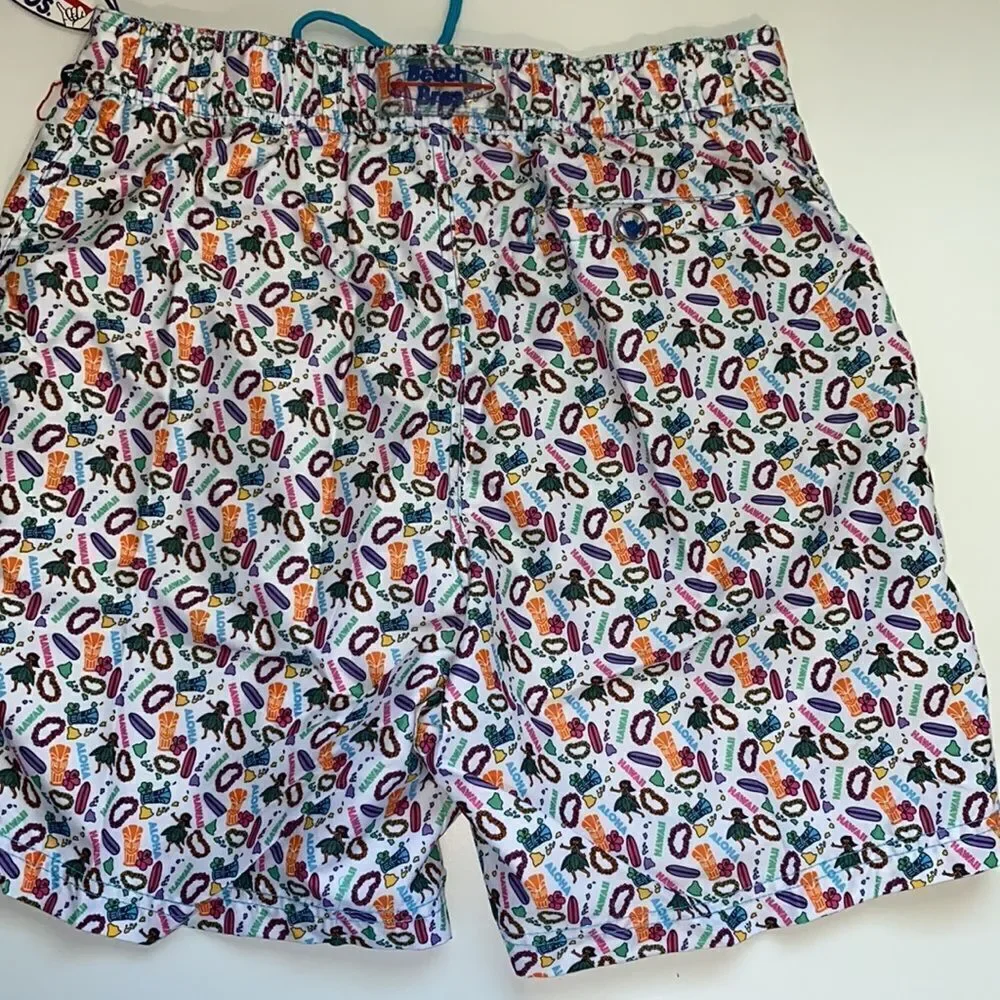 🔥Beach Bros micro hawaii white beach,pool short sz M New
